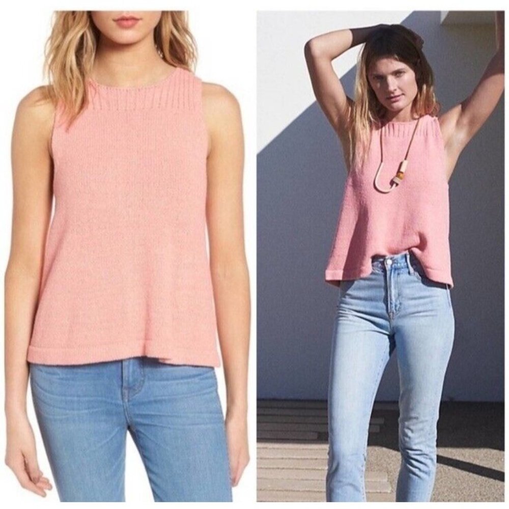 Madewell Womens Sunsetter Coral Pink Knit Sweater Tank Top Size Small